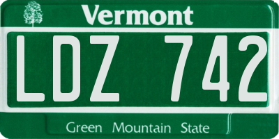VT license plate LDZ742