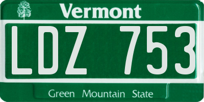 VT license plate LDZ753