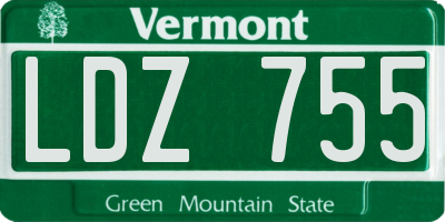 VT license plate LDZ755
