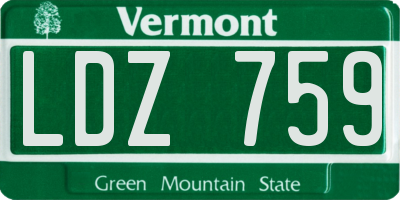 VT license plate LDZ759
