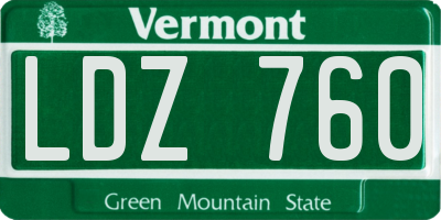 VT license plate LDZ760