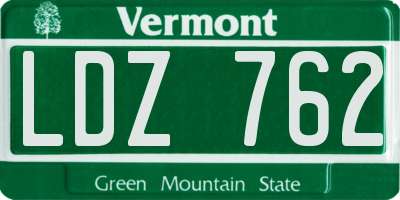 VT license plate LDZ762