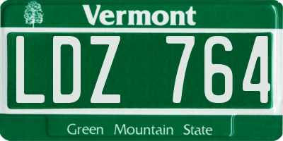 VT license plate LDZ764