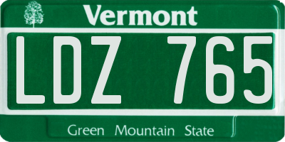 VT license plate LDZ765