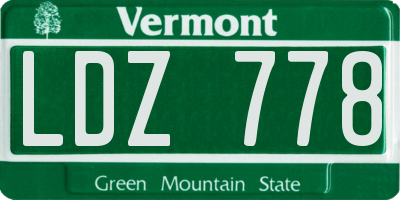 VT license plate LDZ778