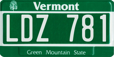 VT license plate LDZ781