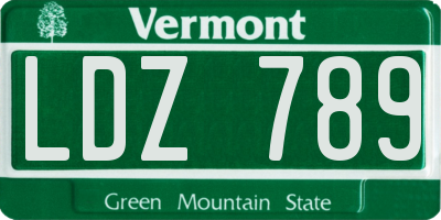 VT license plate LDZ789