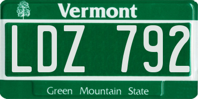 VT license plate LDZ792
