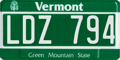 VT license plate LDZ794