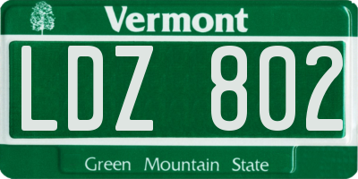 VT license plate LDZ802