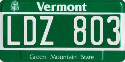 VT license plate LDZ803