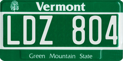 VT license plate LDZ804