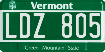 VT license plate LDZ805