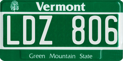 VT license plate LDZ806