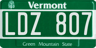 VT license plate LDZ807