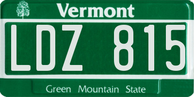 VT license plate LDZ815