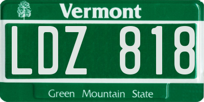VT license plate LDZ818