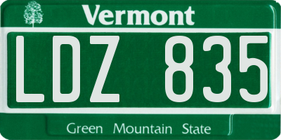 VT license plate LDZ835
