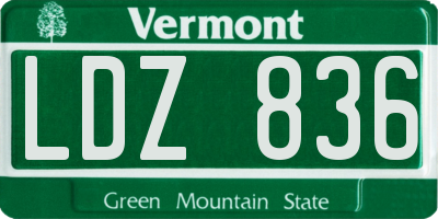 VT license plate LDZ836