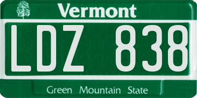 VT license plate LDZ838