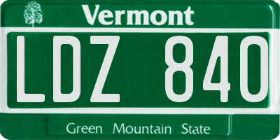 VT license plate LDZ840