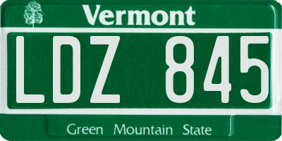 VT license plate LDZ845