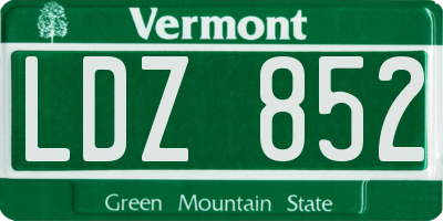 VT license plate LDZ852