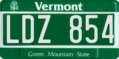 VT license plate LDZ854