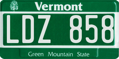 VT license plate LDZ858