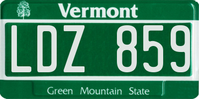 VT license plate LDZ859