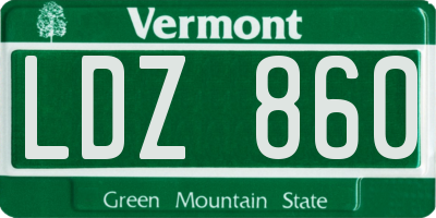 VT license plate LDZ860