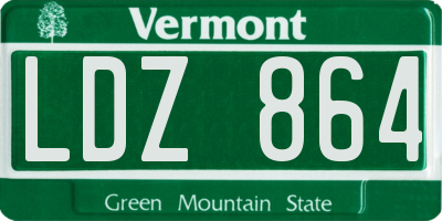 VT license plate LDZ864