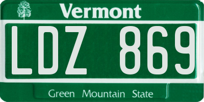 VT license plate LDZ869