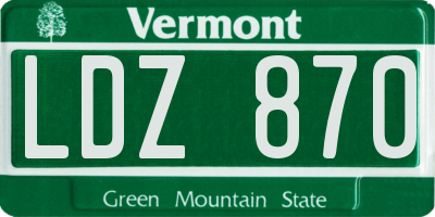 VT license plate LDZ870