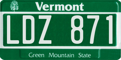VT license plate LDZ871