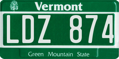 VT license plate LDZ874