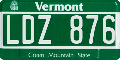 VT license plate LDZ876