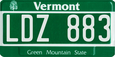 VT license plate LDZ883