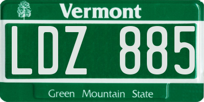 VT license plate LDZ885