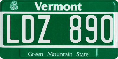 VT license plate LDZ890