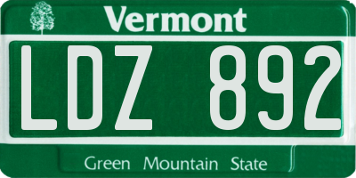 VT license plate LDZ892