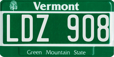 VT license plate LDZ908