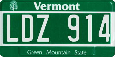 VT license plate LDZ914