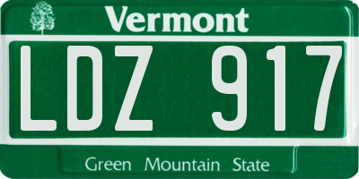 VT license plate LDZ917