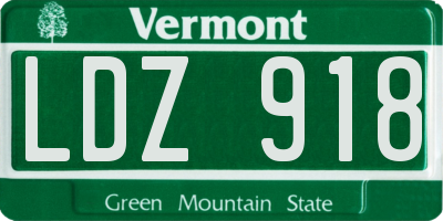 VT license plate LDZ918