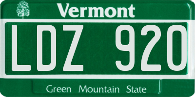 VT license plate LDZ920