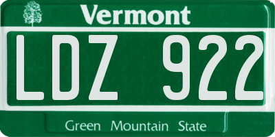 VT license plate LDZ922