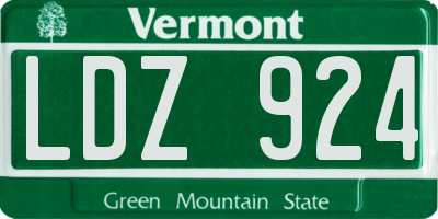 VT license plate LDZ924