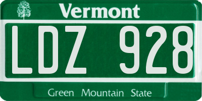 VT license plate LDZ928
