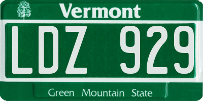 VT license plate LDZ929